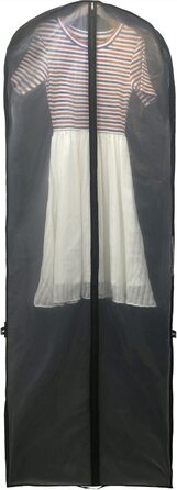 Дихаючий чохол для одягу TUKA 180×64 см, чорний, 5 шт. – захисна складна накидка для весільних, вечірніх суконь та костюмів, з широкою боковою складкою, для зберігання і транспортування
