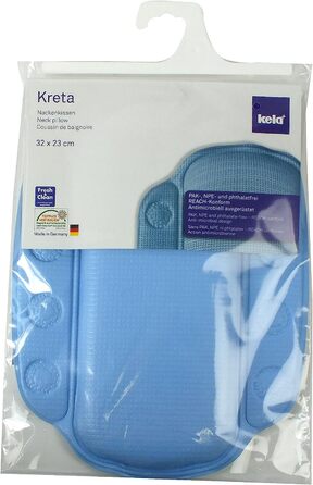 Подушка для шиї Kela Kreta з присоскою, PVC, 32x23 см, блакитна