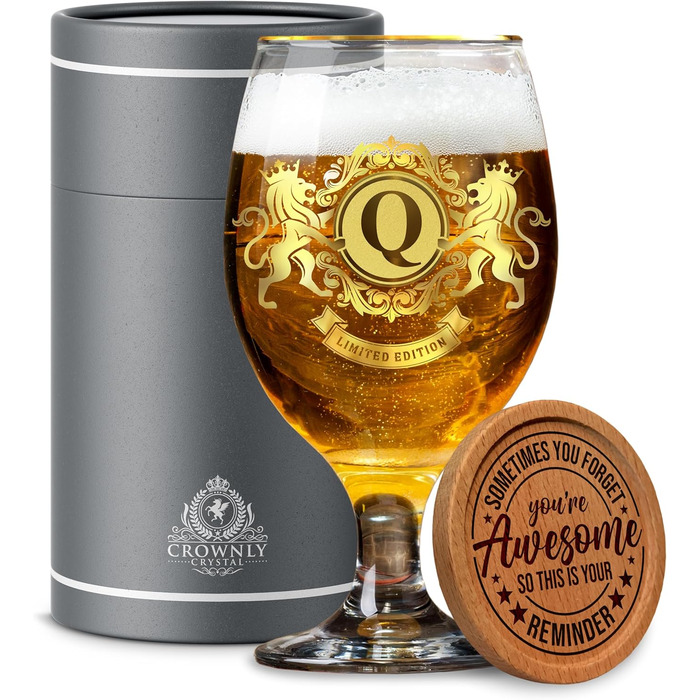 Пивний келих з гравіюванням CROWNLY CRYSTAL® – іменний подарунок для чоловіків, тата, оригінальний подарунок на день народження, персоналізований сувенір для чоловіка, стильний келих для пива