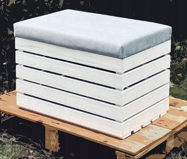 Дерев'яний пуф-скриня з кришкою 60x40x45 см — універсальний органайзер для дому, тераси та балкона