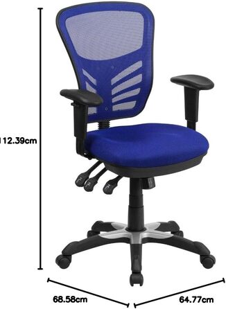 Офісне крісло Flash Furniture, металеве, синє, 69x65x112 см