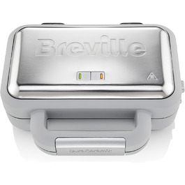 Вафельниця Breville DuraCeramic з антипригарним покриттям, легке очищення, глибокі знімні пластини, сірий/сріблястий [VST072X]