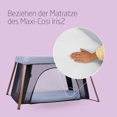 Дитяче подорожне ліжечко 2-в-1 Maxi-Cosi Iris2, 0-3 роки, до 15 кг, з матрацом та бортиками, компактне, легке, екологічне