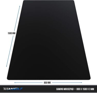 Килимок для миші Titanwolf XXXL 1500x800 мм - великий формат, гнучкий, з гумовою основою, чорний, для геймінгу, преміум якість