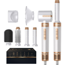 UKLISS Airstyler – багатофункціональний стайлер для волосся 7 в 1, фен-щітка з дифузором, автоматичний плойка, 110000 об/хв, для всіх типів волосся, білий