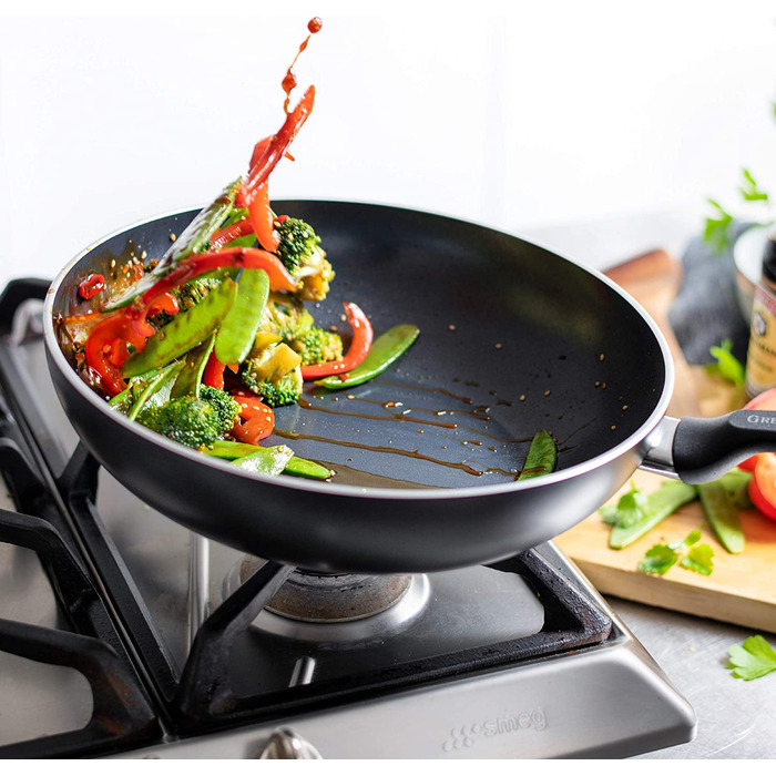 Wok GreenPan Memphis 28 см, керамічний, антипригарний, PFAS-free, для індукції, можна мити в посудомийній машині, чорний