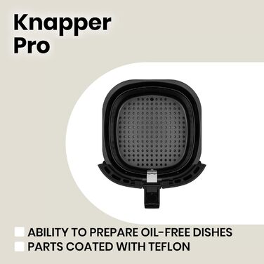 Аерофритюрниця ZEEGMA Knapper Pro Turbo 1400 Вт, 4,5 л, тефлонове покриття, 8 програм, швидке та здорове приготування, чорна