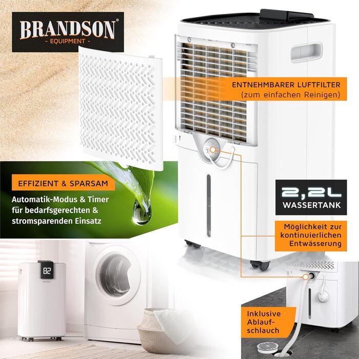 Осушувач повітря Brandson 16л з компресором для дому, спальні, підвалу - електричний, тихий, з дисплеєм