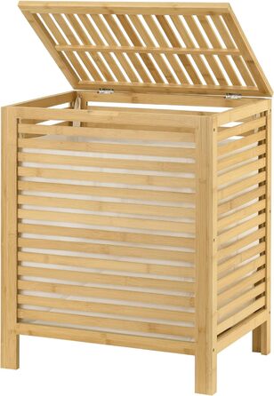 Бамбуковий кошик для білизни en.casa Skövde 65 л, знімний мішок, 50,5x35,5x60 см
