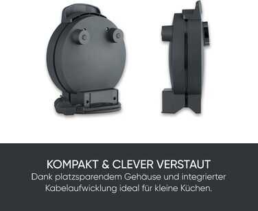 Вафельниця SEVERIN Black Line WA 2117 для серцеподібних вафель, антипригарне покриття без PFAS, 1000 Вт, чорний/нержавіюча сталь