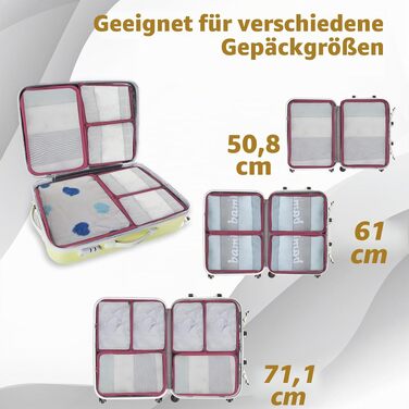 Набір органайзерів для подорожей Packing Cubes (12 предметів), сумки-органайзери для валізи та одягу, бордовий