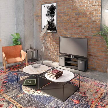 ТВ тумба Furinno Econ з 2 ящиками, чорна, дерево, 29.7x29.7x40.1 см