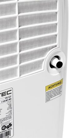 Електричний осушувач повітря Trotec TTK 75 E – продуктивність 20 л/день – площа 45 м² / 110 м³ – автоматичне вимкнення
