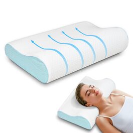 Ергономічна подушка для шиї з ефектом пам'яті Memory Foam для зняття болю та підтримки шийного відділу, Queen