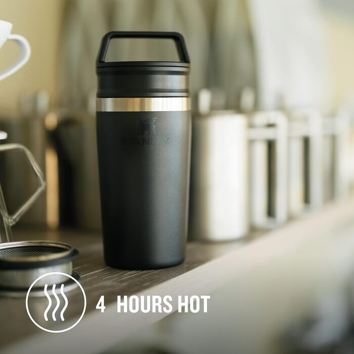 Термокружка Stanley Cafe 0.35L: 4 години гаряче, 5 годин холодне - нержавіюча сталь, для кави з собою, чорна