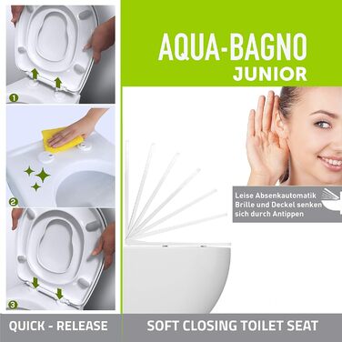 Універсальний унітазний кришка-сидіння Aqua Bagno для сім'ї з мікроліфтом і знімним дитячим сидінням, форма O