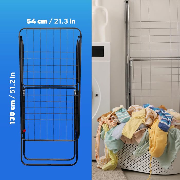 Сушарка для білизни KADAX, 180x55x101 см, металевий розкладний флюгельний стійка з протиковзкими ніжками