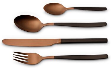 Набір столових приборів Echtwerk Positano Due-Bronze/Black, 24 предмети, для 6 осіб, матова нержавіюча сталь 18/10, преміум якість, для сервірування столу, весіль та святкових подій