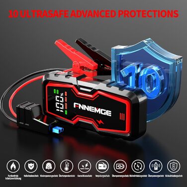 Портативний пусковий зарядний пристрій Powerbank для авто, 6000A, 12V, USB, LED, дисплей
