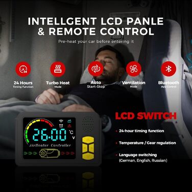 Автономний дизельний обігрівач 8кВт 12/24/230В для кемпера та авто з Bluetooth, керуванням через додаток, функцією автостарт-стоп та вентиляцією