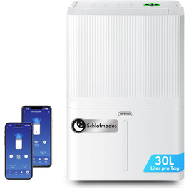 Електричний осушувач повітря VonHaus 12L/24h - для підвалу та приміщень до 125 м³, з таймером та гофрованим шлангом - захист від вологи та плісняви