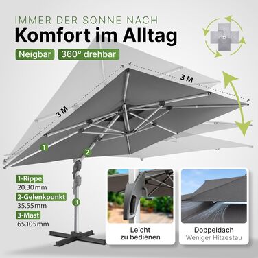 Підставка для парасольки Gartenzeit® чорна, мобільна, 84x84x21 см, витримує до 162 кг
