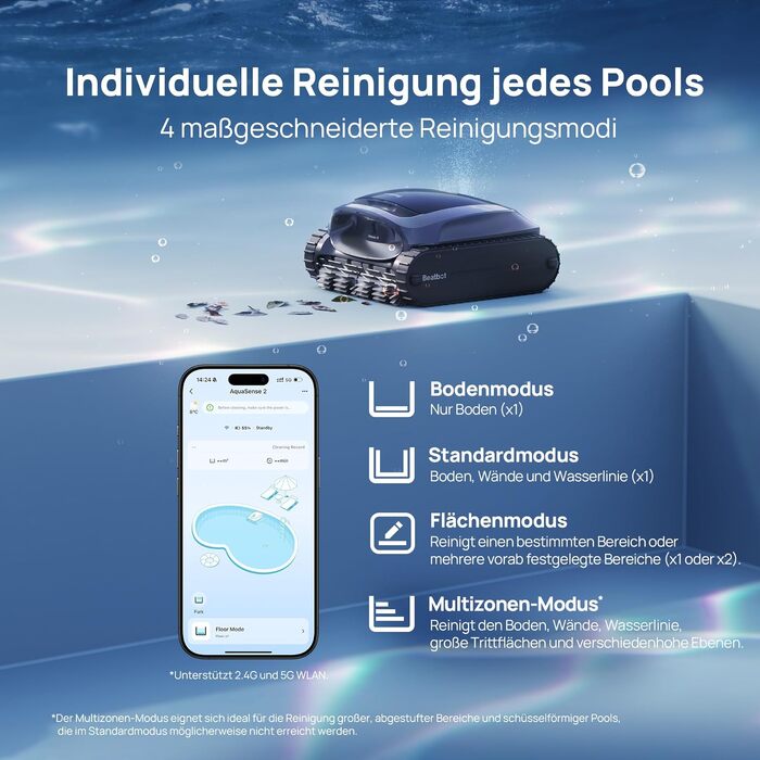 Робот-пилосос для басейну Beatbot AquaSense 2 з кришкою, акумуляторний, для чищення дна та стін, з функцією паркування, синій 