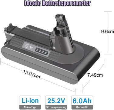 Акумулятор KUNLUN V10 для пилососів Dyson V10 SV12 Animal/Absolute/Motorhead/Fluffy/Total Clean