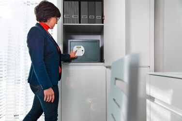 Сейф для меблів BURG-WÄCHTER Pure-Safe PS 120 E FP, електронний кодовий замок та відбиток пальця, 20,6 л, антрацит, з полицею, настінне та підлогове кріплення