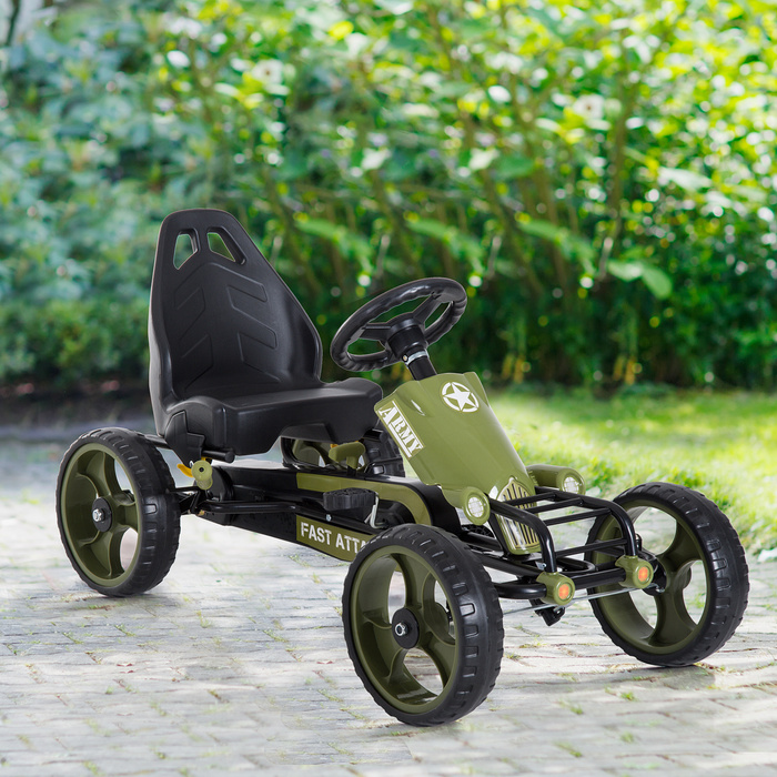 Дитячий карт Tretauto, каталка з ручним гальмом, модель Kettcar з регульованим сидінням, підходить для дітей від 3 років, колір зелений, розміри: 105 x 54 x 61 см