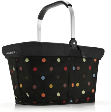 Набір Reisenthel Carrybag Frame Leo Macchiato: міцний каркасний кошик для покупок з кришкою та внутрішньою кишенєю, водовідштовхувальний, чорний (Dots + Black)