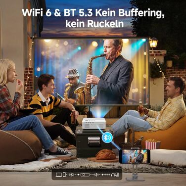 4K Smart проєктор KOGATA з Wi-Fi та Bluetooth, HDR10+, Автофокус, 6D Keystone. Підтримка Netflix, Dolby Audio. Для дому та вулиці, білий.