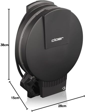 Електрична вафельниця Cloer 180 Вт, 930 Вт, для серцевидних вафель 16 см, метал, чорна, важкі антипригарні пластини, світловий і звуковий сигнал про готовність
