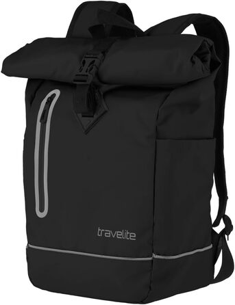 Рюкзак TRAVELITE Rolltop водонепроникний, велосипедний, міський, з ролтоп-застібкою та відбивачами, BASICS, 48 см, 19 л, чорний