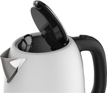 Електрочайник Westinghouse Basic 2200 Вт, 1,7 л, нержавіюча сталь, індикатор рівня води, фільтр від накипу, автостоп, білий
