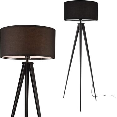 Торшер lux.pro Faro 153 см, 1xE27, 60Вт, метал, тканинний абажур, чорний, тринога
