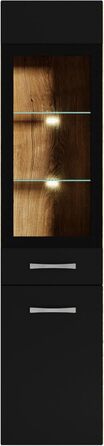 Високий шафа для ванної Rio 131 см дуб-каштан з чорним, меблі для ванної, пенал, шафа-стелаж