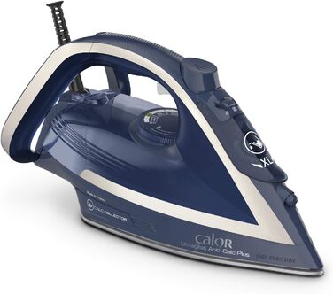 Праска Calor Ultragliss Anti-Calc Plus, синьо-срібляста, 250 г/хв, парова, система захисту від накипу