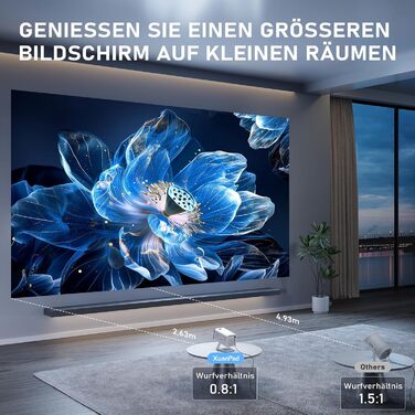 Смарт-проектор XuanPad White 4K Support, 20000 Люмен, Native 1080P, WiFi, Bluetooth, портативний кінотеатр з підставкою 360°