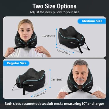 Подушка для шиї у літак Memory Foam з регульованими ремінцями, дихаючим чохлом, у вигляді «вушка» для літака, авто, поїзда. У комплекті – чохол для зберігання з гачком. Стандарт (для дорослих середнього розміру)