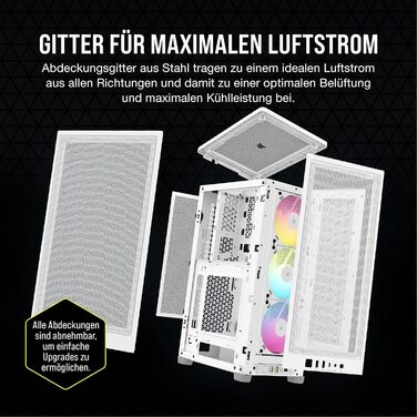 Комп'ютерний корпус Corsair iCUE 2000D RGB Airflow Mini-ITX, білий, сталь, 3 вентилятори AF120 RGB, контролер iCUE Lighting Node Core