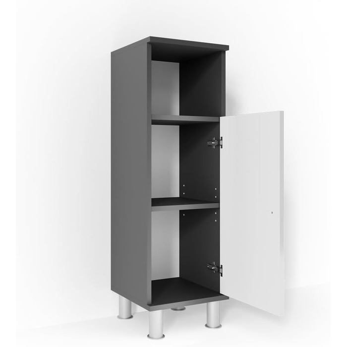 Пенал для ванної Vicco Fynn, антрацит/білий глянець, 30x95 см