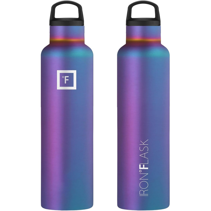 Термофляга IRON °FLASK Edelstahl 710 мл Aurora: Металева пляшка для води з 3 кришками, ізольована, не протікає, для спорту, школи, фітнесу, кемпінгу