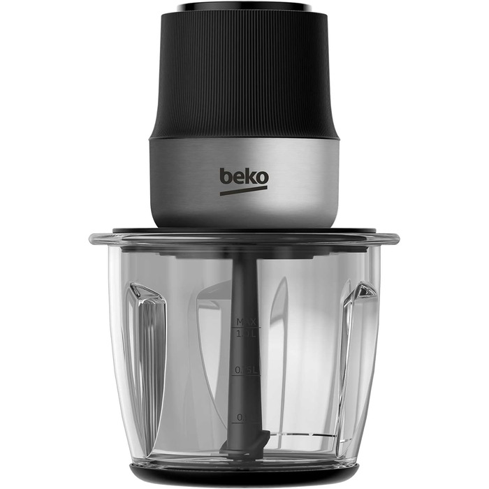 Подрібнювач Beko CHG81442BX 400 Вт, 2 леза з нержавіючої сталі, скляна чаша 1 л, 2 швидкості, нековзка основа, чорний