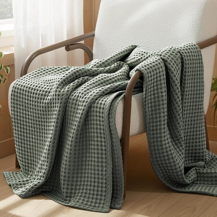 Покривало на ліжко Exclusivo з 100% бавовни, літня легка ковдра, 220x240 см, зелений колір