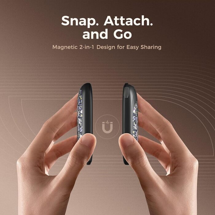 Електричні грілки для рук OCOOPA 2 шт. з магнітною фіксацією, 5000mAh, 3 режими нагріву, компактні, для рукавичок, сумки, зимові аксесуари, подарунки для чоловіків та жінок (фіолетовий/білий)