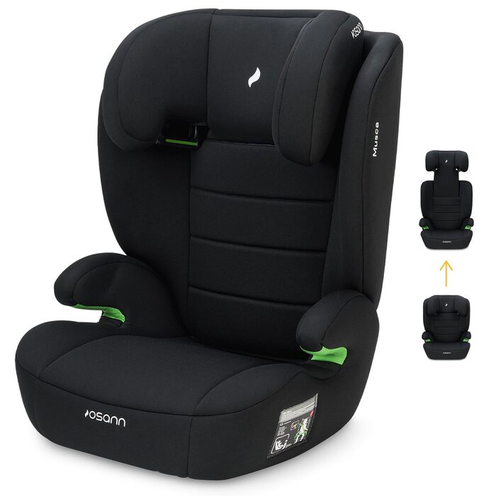 Дитяче автокрісло Osann Musca i-Size 100-150 см з спинкою, без Isofix, чорне
