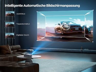 YABER LED проєктор 4K: 1080P Full HD, WiFi6, Bluetooth, автофокус, корекція трапеції. Підтримка PS5, смартфонів, ТВ приставок для домашнього кінотеатру та відпочинку на природі