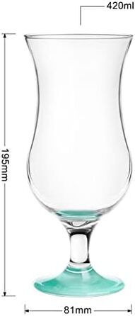 Набір склянок Glasmark Krosno для коктейлів, лонгдринків, води, гін-тоніка, пива, десертів, бірюзові, 6 шт по 420 мл, скло, можна мити в посудомийній машині