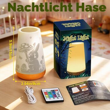 Дитячий нічник Mostof у формі зайчика: сенсорне керування та пульт, 16 кольорів, декор для дитячої кімнати